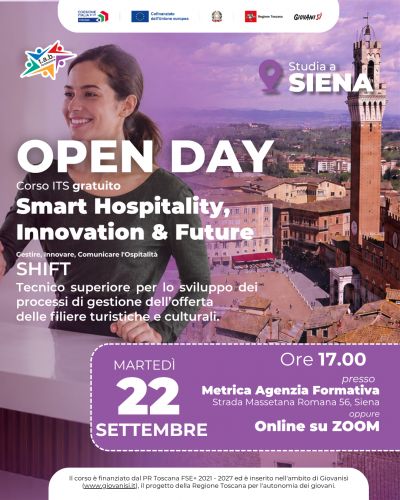 Open Day corso SHIFT - Smart Hospitality, Innovation & future, a Siena, 22/09/2026, ore 17:00