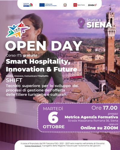Open Day corso SHIFT - Smart Hospitality, Innovation & future, a Siena, 06/10/2026, ore 17:00