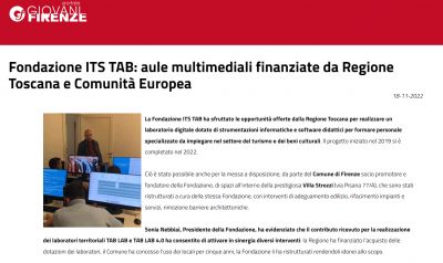 Fondazione ITS TAB: aule multimediali finanziate da Regione Toscana e Comunità Europea