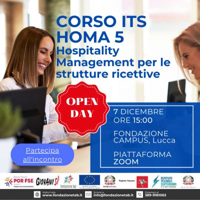 Open Day corso ITS HOMA 5, Hospitality Management - 7 dicembre